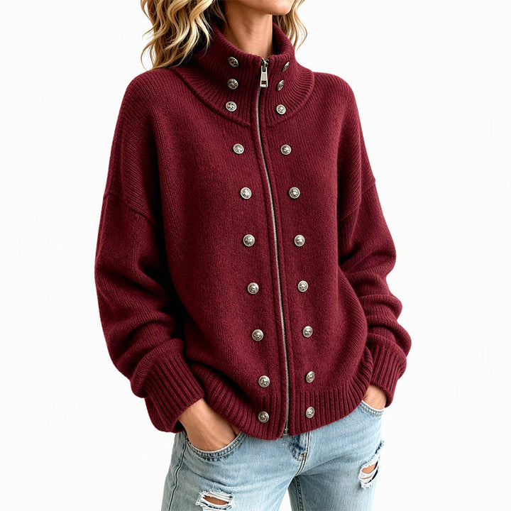 Ezgia – Cardigan Tricotat Cu Nasture Decorativ