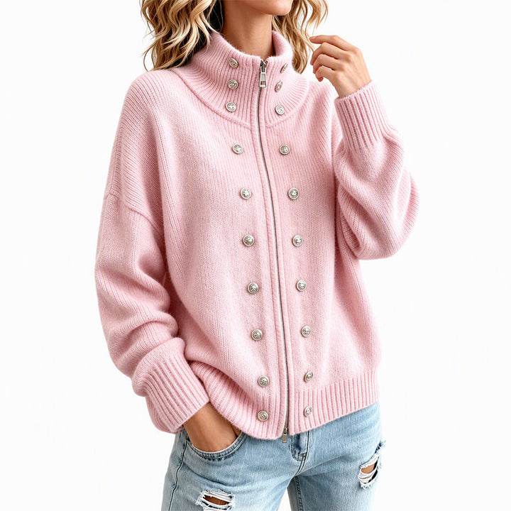 Ezgia – Cardigan Tricotat Cu Nasture Decorativ