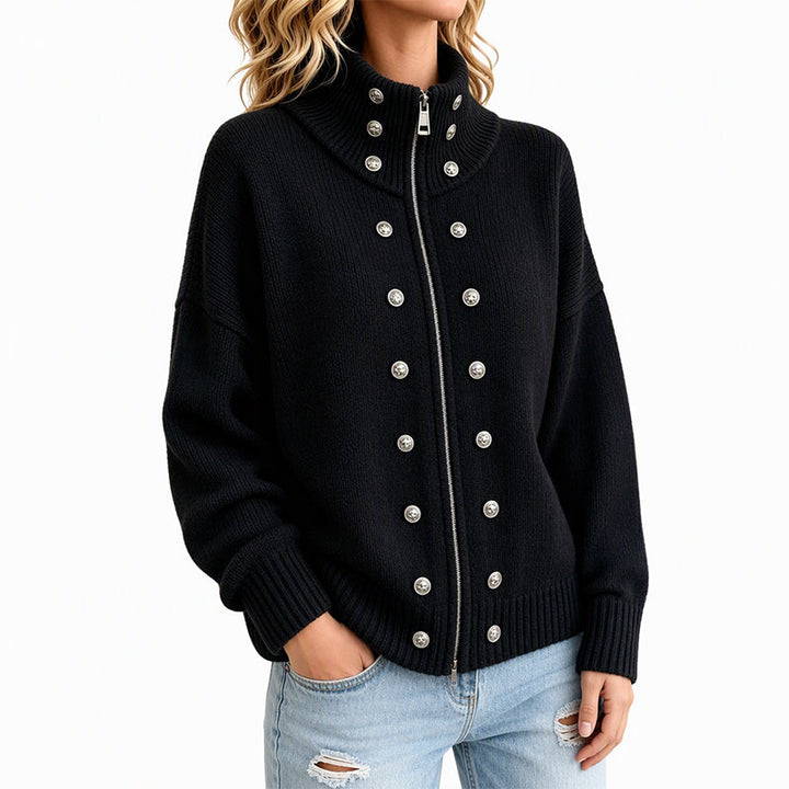 Ezgia – Cardigan Tricotat Cu Nasture Decorativ