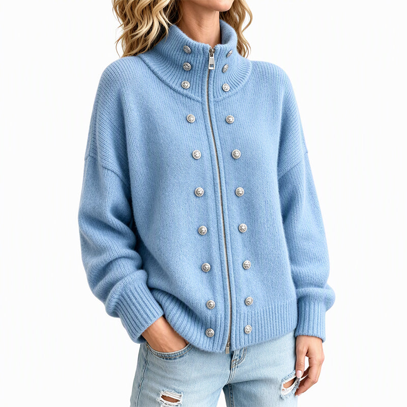 Ezgia – Cardigan Tricotat Cu Nasture Decorativ