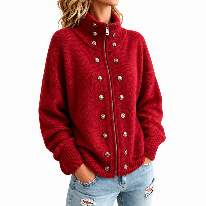 Ezgia – Cardigan Tricotat Cu Nasture Decorativ
