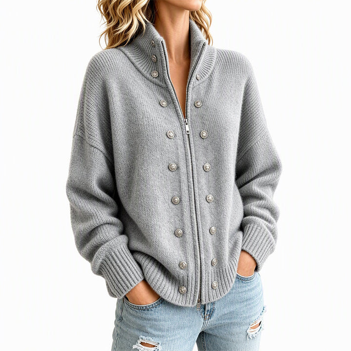Ezgia – Cardigan Tricotat Cu Nasture Decorativ