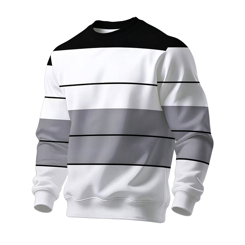 Wayale - Hanorac Casual Cu Guler Rotund Și Dungi