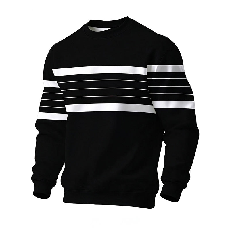 Wayale - Hanorac Casual Cu Guler Rotund Și Dungi