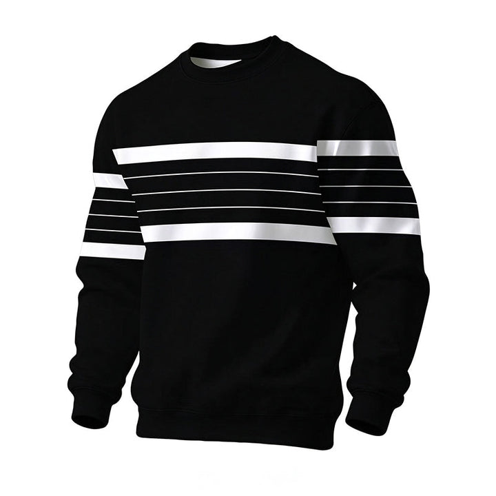 Wayale - Hanorac Casual Cu Guler Rotund Și Dungi