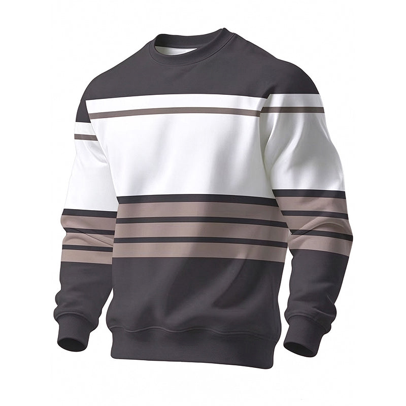 Wayale - Hanorac Casual Cu Guler Rotund Și Dungi
