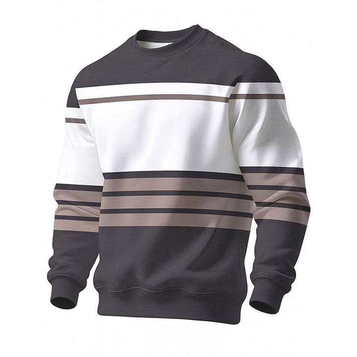 Wayale - Hanorac Casual Cu Guler Rotund Și Dungi
