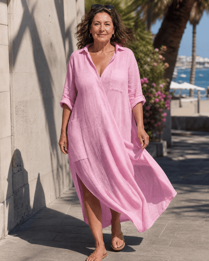 Tamanda - Rochie Midi Elegantă Cu Guler