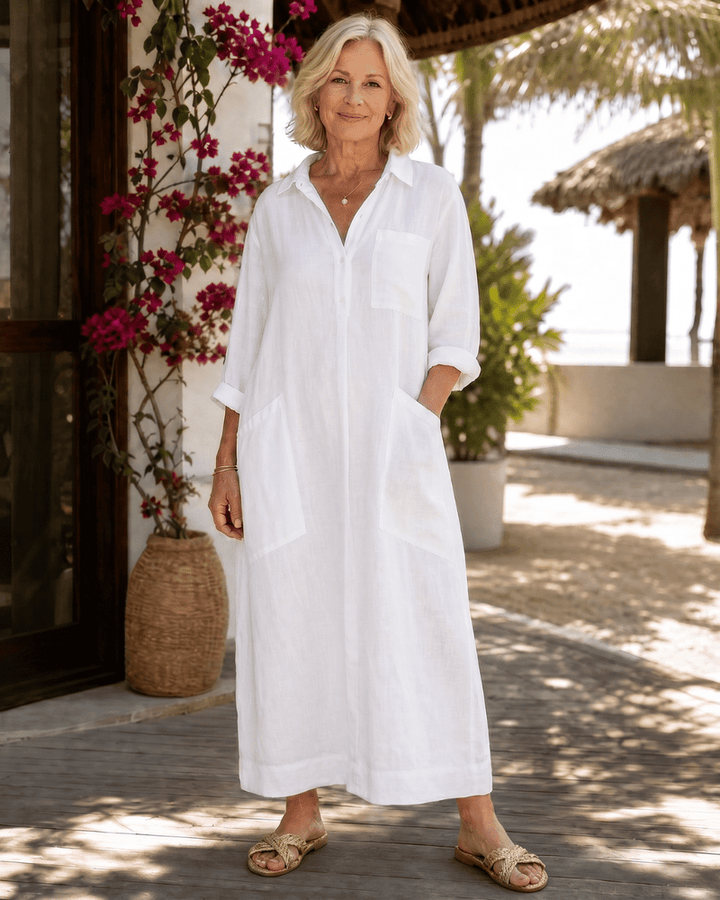 Tamanda - Rochie Midi Elegantă Cu Guler