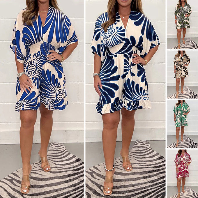 Linoya – Rochie Mini Cu Imprimeu Botanic îndrăzneț