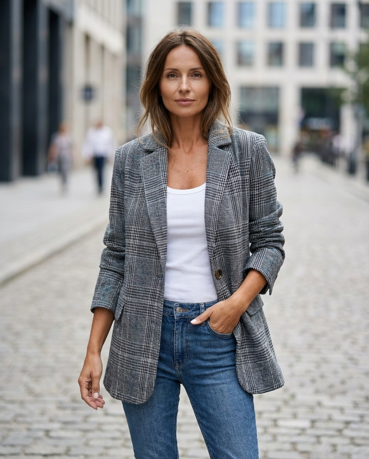 Basia - Blazer Elegant De Iarnă în Carouri