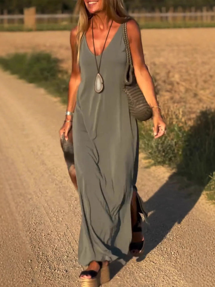 Evelyne - Rochie Lungă Fără Mâneci, Elegantă