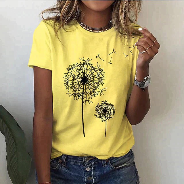 Rafaela - Tricou Elegant Cu Imprimeu Cu Păpădie