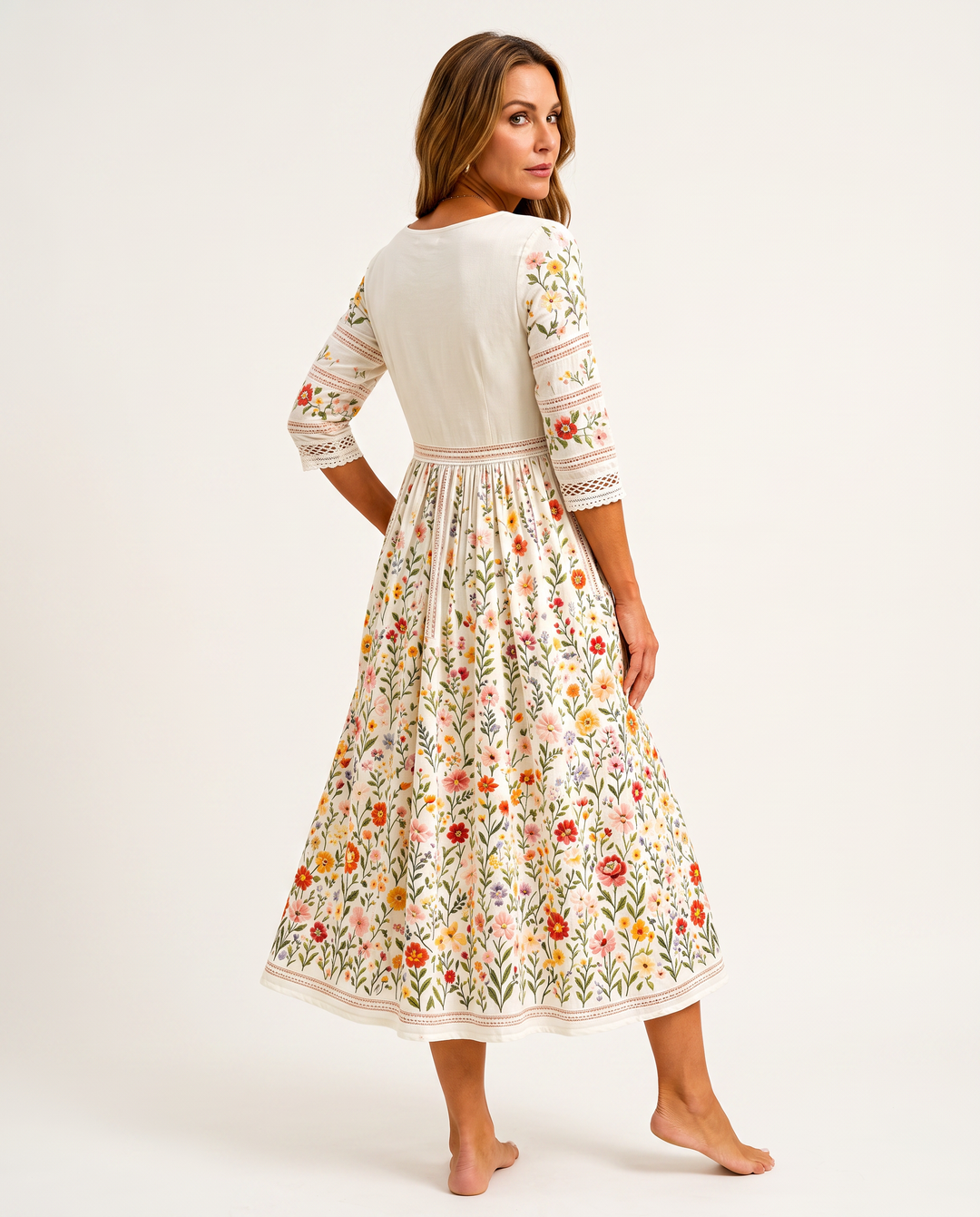 Lejina - Rochie midi „Talismanul „Pajiștea cu flori””