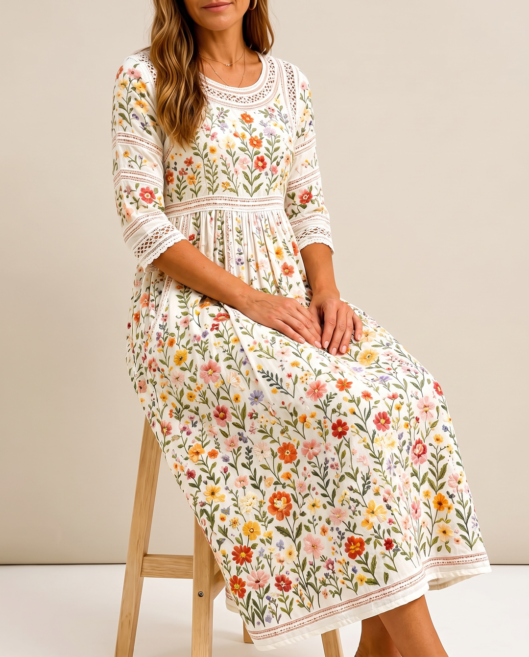 Lejina - Rochie midi „Talismanul „Pajiștea cu flori””