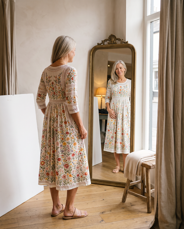 Lejina - Rochie midi „Talismanul „Pajiștea cu flori””