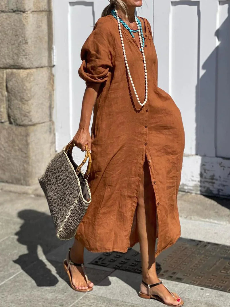 Mihaela - Rochie Lungă cu Nasturi